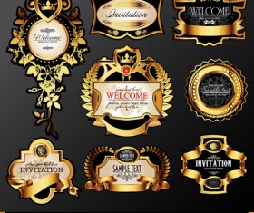 Set of Luxury golden label design vector 02