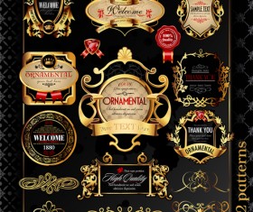 Set of Luxury golden label design vector 03