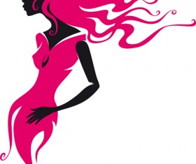 Beautiful Lady in red vector set 03