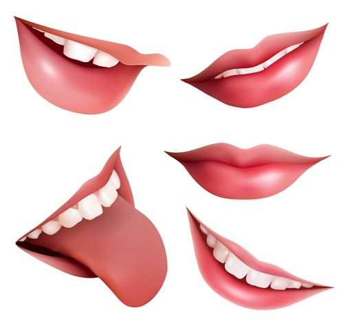 Lips design elements vector set free download
