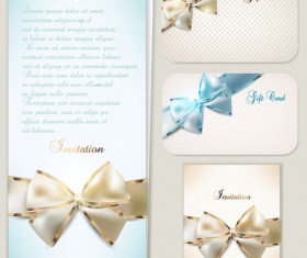 luxurious cards with bows design vector set 01