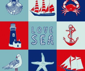 Different Marine pattern design elements vector 01