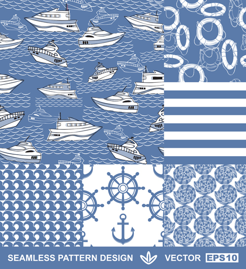Different Marine pattern design elements vector 04