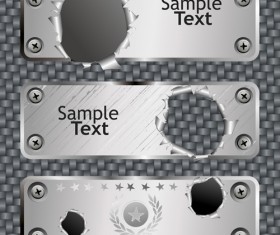 Set of Metal background with hole design vector 01