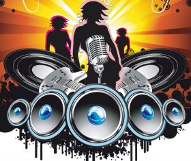 Bright Music Theme elements background vector 02