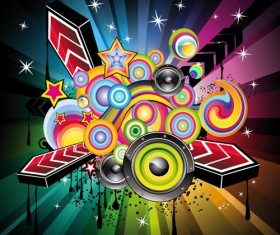 Bright Music Theme elements background vector 05