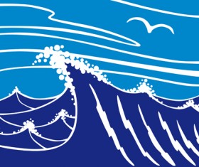 Sea Waves vector background set 02