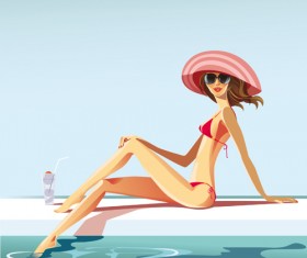 Summer Sexy Girls vector graphic set 01
