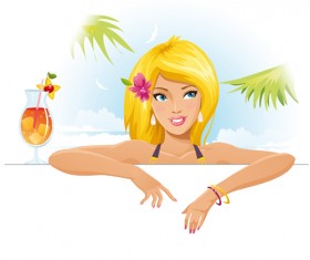 Summer Sexy Girls vector graphic set 02