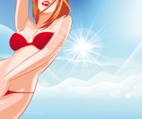 Summer Sexy Girls vector graphic set 03