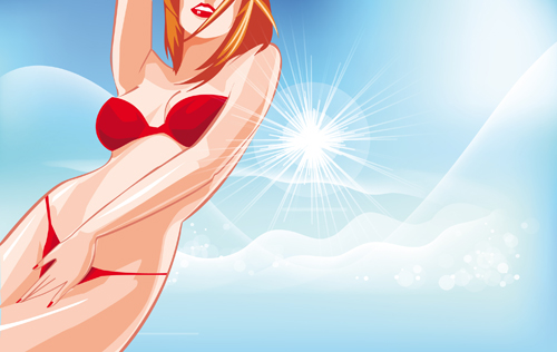 Summer Sexy Girls vector graphic set 03