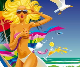 Summer Sexy Girls vector graphic set 04