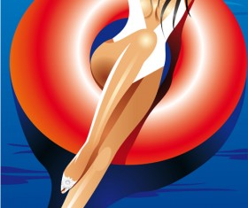 Summer Sexy Girls vector graphic set 05