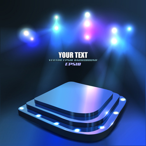 Set of Stage with spotlight vector background 04