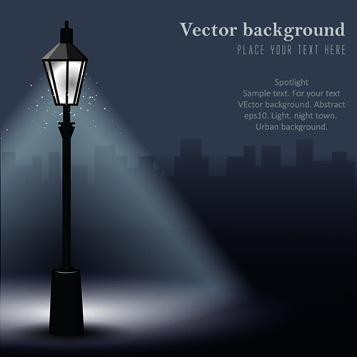 Shiny Street lamps background design vector set 01