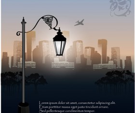 Shiny Street lamps background design vector set 05
