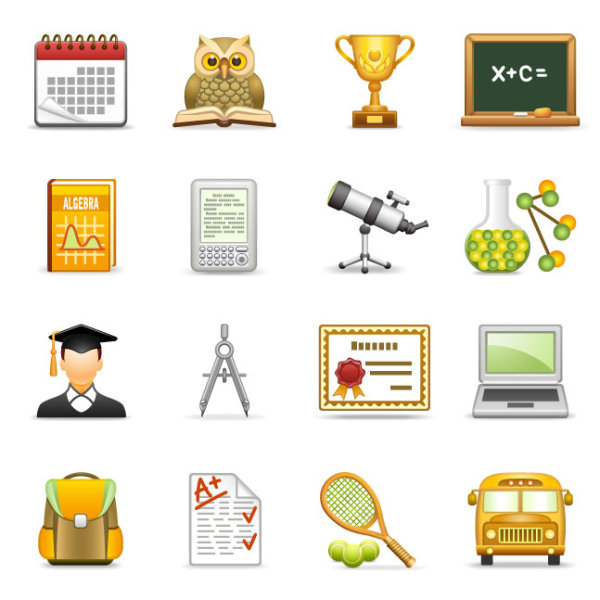 Elements of School design icon vector 02