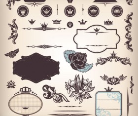 Vintage elements Borders and labels vector 05