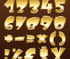 Shiny gold Alphabet and numeral, Punctuation vector 01