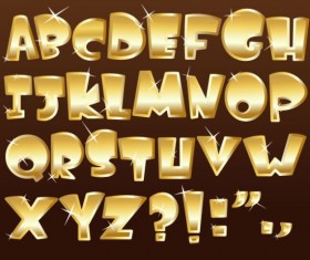 Shiny gold Alphabet and numeral, Punctuation vector 03