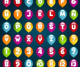 Bright Balloon Alphabet and numeral vector