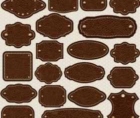 Different leather lables and tags mix vector 01