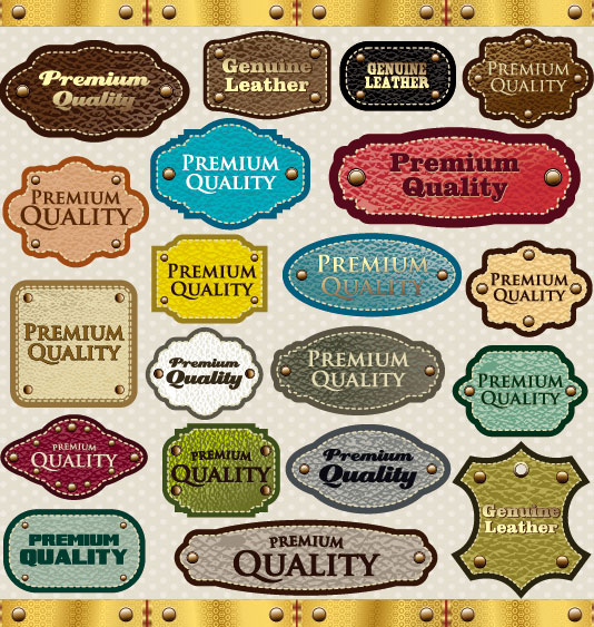 Different leather lables and tags mix vector 02