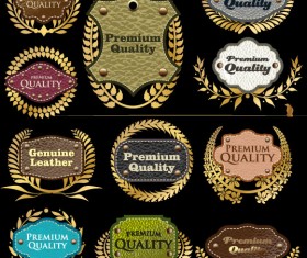 Different leather lables and tags mix vector 03