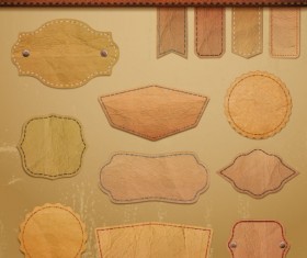 Different leather lables and tags mix vector 04
