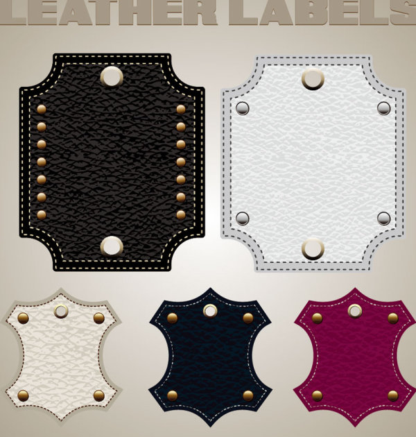 Different leather lables and tags mix vector 05