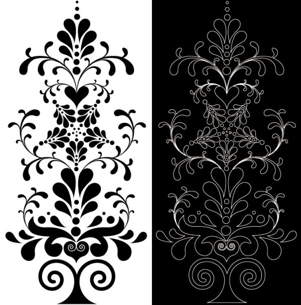 Black Seamless lace and ornaments vector 01