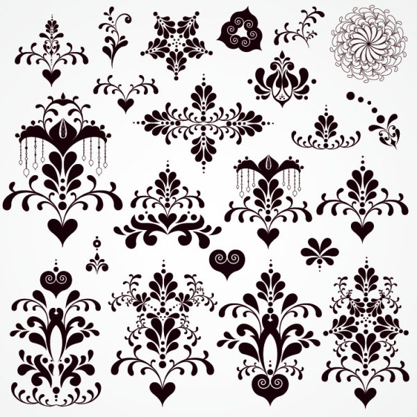 Black Seamless lace and ornaments vector 02