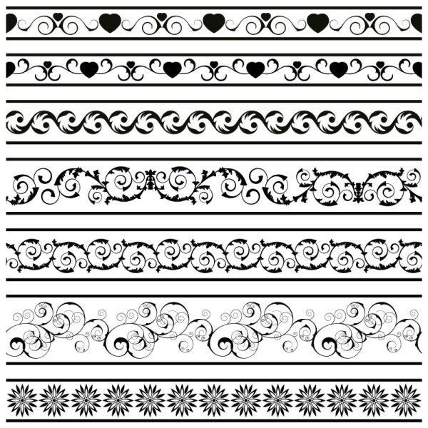 Black Seamless lace and ornaments vector 05