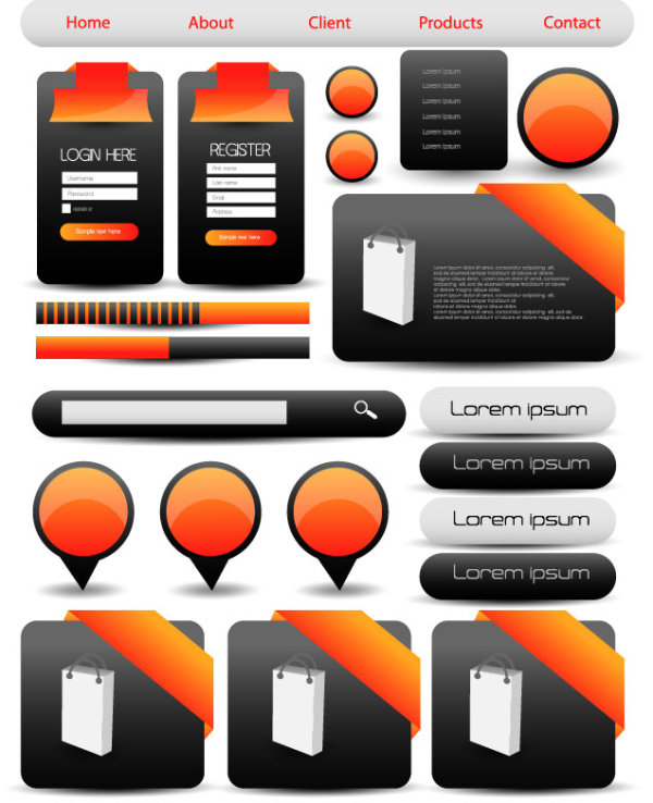 Label stickers and web elements vector set