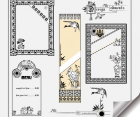Retro Object Decorative Ornaments frames vector 03