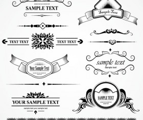 Retro Object Decorative Ornaments frames vector 06