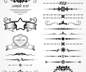 Retro Object Decorative Ornaments frames vector 07