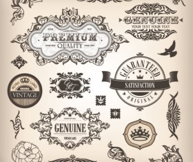Vintage elements Borders and labels vector 01