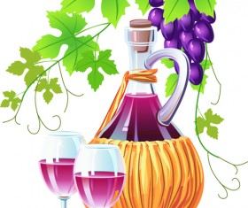 Various Food with Grapes vector set 01