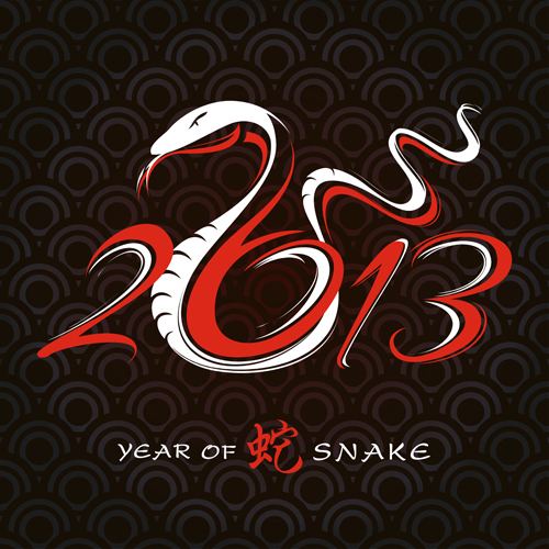 Set of 2013 year of snake design vector 01