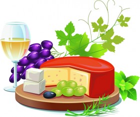 Various Food with Grapes vector set 02