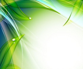 Green leaf with water droplets Background vector 01