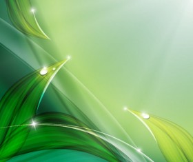 Green leaf with water droplets Background vector 02
