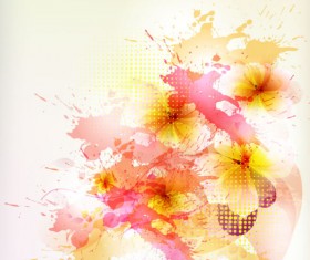 Splash color flower backgrounds vector 01