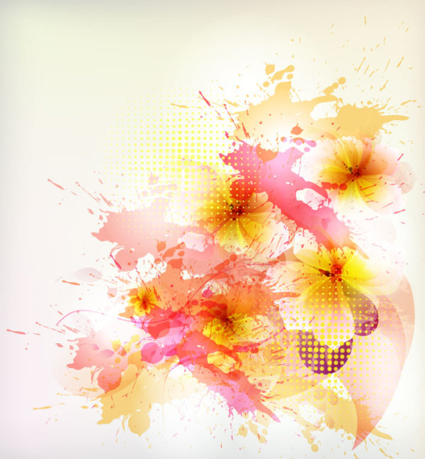 Splash color flower backgrounds vector 01