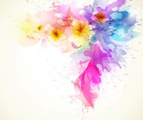 Splash color flower backgrounds vector 02