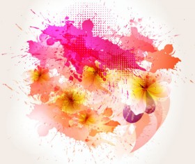 Splash color flower backgrounds vector 03
