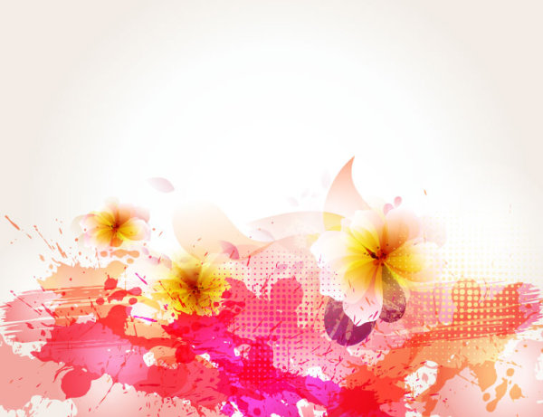 Splash color flower backgrounds vector 05