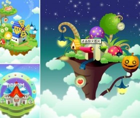 Different cartoon House elements vector