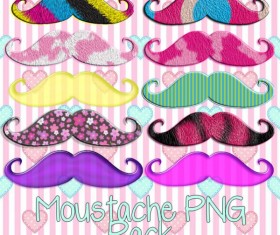 Various color mustache mix png pack